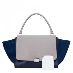Pre Owned Celine Tricolor Leather and Suede large Trapeze Tote