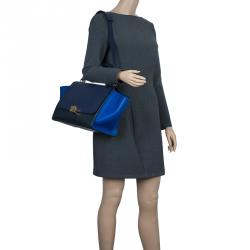 Pre Owned Celine Tri Color Leather Medium Trapeze Bag