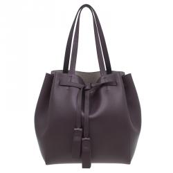 Pre Owned Celine Burgundy Leather Medium Tassel Phantom Cabas Tote