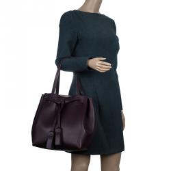 Pre Owned Celine Burgundy Leather Medium Tassel Phantom Cabas Tote