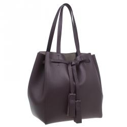 Pre Owned Celine Burgundy Leather Medium Tassel Phantom Cabas Tote