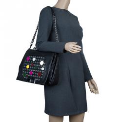 Pre Owned Celine Black Soft Leather Snaps Top Handle Bag
