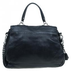Pre Owned Celine Black Soft Leather Snaps Top Handle Bag