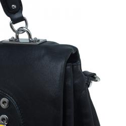 Pre Owned Celine Black Soft Leather Snaps Top Handle Bag