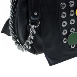 Pre Owned Celine Black Soft Leather Snaps Top Handle Bag
