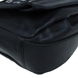 Pre Owned Celine Black Soft Leather Snaps Top Handle Bag