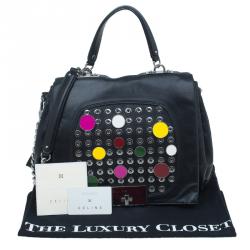 Pre Owned Celine Black Soft Leather Snaps Top Handle Bag
