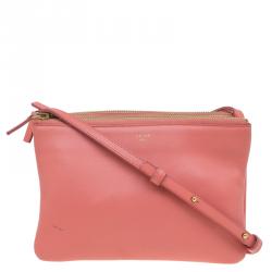 Pre Owned Celine Pink Leather Trio Crossbody Bag