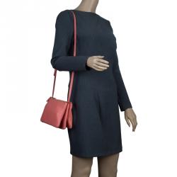 Pre Owned Celine Pink Leather Trio Crossbody Bag