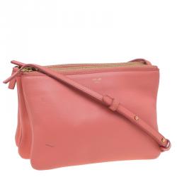 Pre Owned Celine Pink Leather Trio Crossbody Bag
