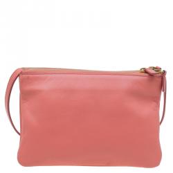 Pre Owned Celine Pink Leather Trio Crossbody Bag