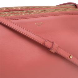 Pre Owned Celine Pink Leather Trio Crossbody Bag