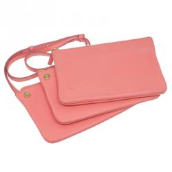 Pre Owned Celine Pink Leather Trio Crossbody Bag