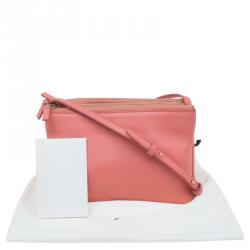 Pre Owned Celine Pink Leather Trio Crossbody Bag