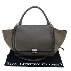 Pre Owned Celine Brown Leather Medium Trapeze Bag