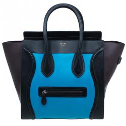 Pre Owned Celine Tri-Color Leather Mini Luggage Tote Bag