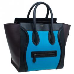 Pre Owned Celine Tri-Color Leather Mini Luggage Tote Bag