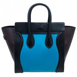 Pre Owned Celine Tri-Color Leather Mini Luggage Tote Bag