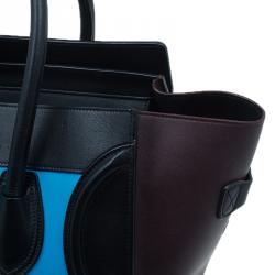 Pre Owned Celine Tri-Color Leather Mini Luggage Tote Bag