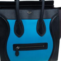 Pre Owned Celine Tri-Color Leather Mini Luggage Tote Bag