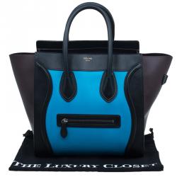 Pre Owned Celine Tri-Color Leather Mini Luggage Tote Bag