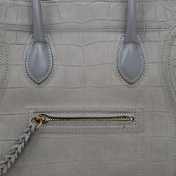 Pre Owned Celine Grey Croc Embossed Leather Small Phantom Luggage Tote
