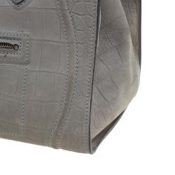 Pre Owned Celine Grey Croc Embossed Leather Small Phantom Luggage Tote