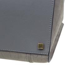 Pre Owned Celine Grey Croc Embossed Leather Small Phantom Luggage Tote