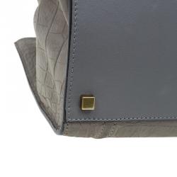 Pre Owned Celine Grey Croc Embossed Leather Small Phantom Luggage Tote
