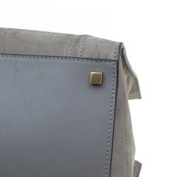 Pre Owned Celine Grey Croc Embossed Leather Small Phantom Luggage Tote