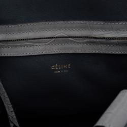 Pre Owned Celine Grey Croc Embossed Leather Small Phantom Luggage Tote