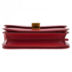 Pre Owned Celine Red Leather Medium Classic Box Shoulder Bag