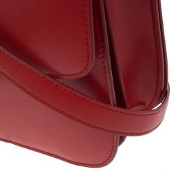 Pre Owned Celine Red Leather Medium Classic Box Shoulder Bag
