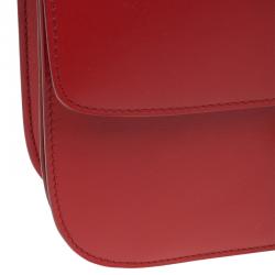 Pre Owned Celine Red Leather Medium Classic Box Shoulder Bag