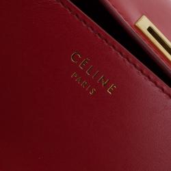 Pre Owned Celine Red Leather Medium Classic Box Shoulder Bag
