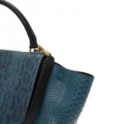 Celine Blue/Black Python Medium Trapeze Bag