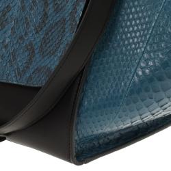 Celine Blue/Black Python Medium Trapeze Bag