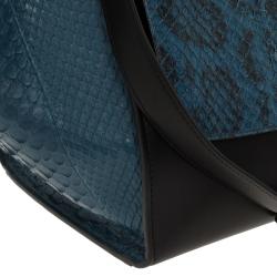 Celine Blue/Black Python Medium Trapeze Bag