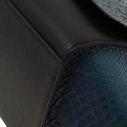 Celine Blue/Black Python Medium Trapeze Bag