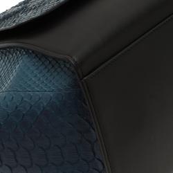 Celine Blue/Black Python Medium Trapeze Bag