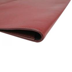 Pre Owned Celine Bordeaux Leather Oversized Zip Clutch Bag