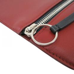 Pre Owned Celine Bordeaux Leather Oversized Zip Clutch Bag