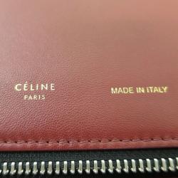 Pre Owned Celine Bordeaux Leather Oversized Zip Clutch Bag