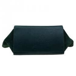 Pre Owned Celine Emerald Croc Stamped Leather Medium Trapeze Bag