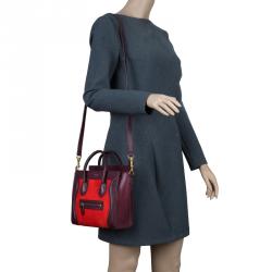Pre Owned Celine Tri Color Leather Nano Luggage Tote