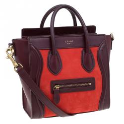 Pre Owned Celine Tri Color Leather Nano Luggage Tote