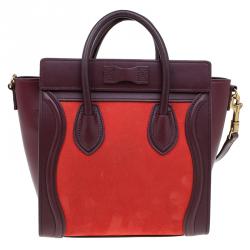 Pre Owned Celine Tri Color Leather Nano Luggage Tote