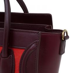 Pre Owned Celine Tri Color Leather Nano Luggage Tote