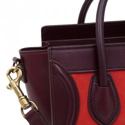 Pre Owned Celine Tri Color Leather Nano Luggage Tote