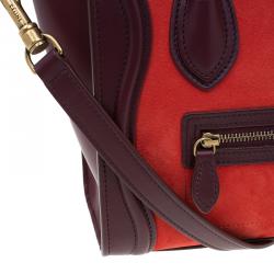 Pre Owned Celine Tri Color Leather Nano Luggage Tote